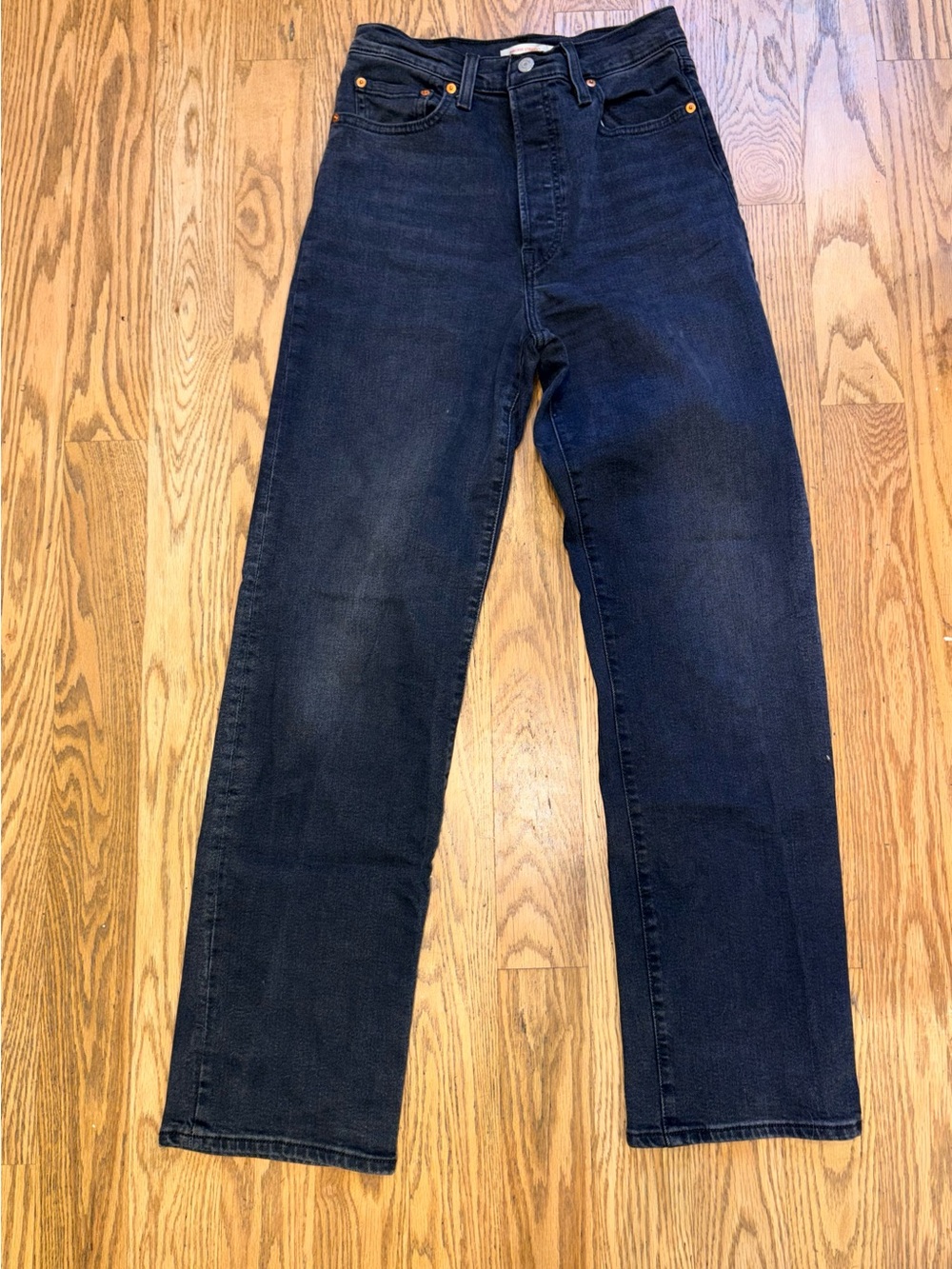 Levi’s Ribcage Straight Ankle Jeans High Rise Charcoal Black Grey 29